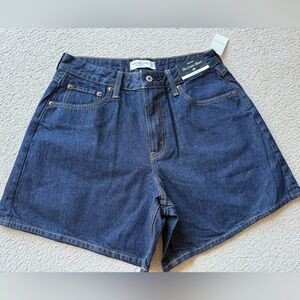 Abercrombie & Fitch Dark Blue High-Rise Denim Shorts
